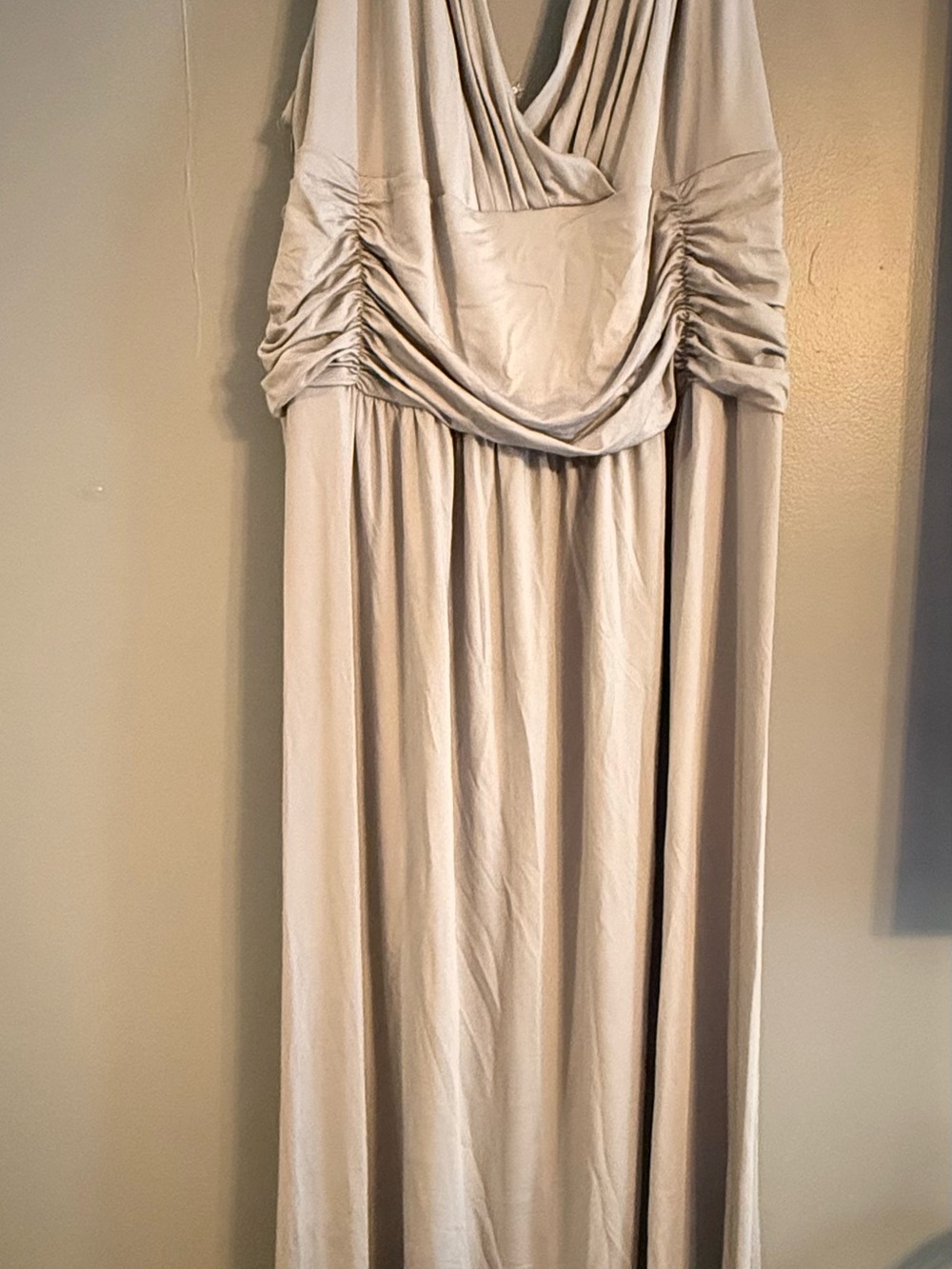 Sleeveless V-Neck Taupe Maxi Dress